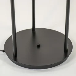 3-Lichts vloerlamp mat zwart met amber glazen bollen