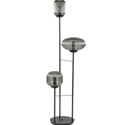 3-Lichts vloerlamp met smoke glazen kappen reliëf