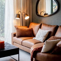 2-Lichts vloerlamp zwart/goud met flexibele armen