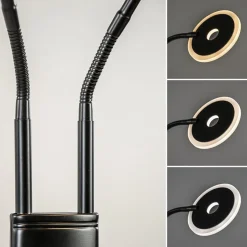 2-Lichts vloer/leeslamp zwart met dimbaar LED