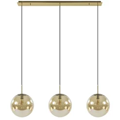 Light and Living hanglamp Medina 3L goud met amber glas