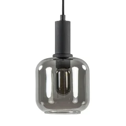 Light and Living hanglamp Lekar zwart met smoke glas klein