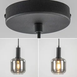 Light and Living hanglamp Lekar zwart met smoke glas klein