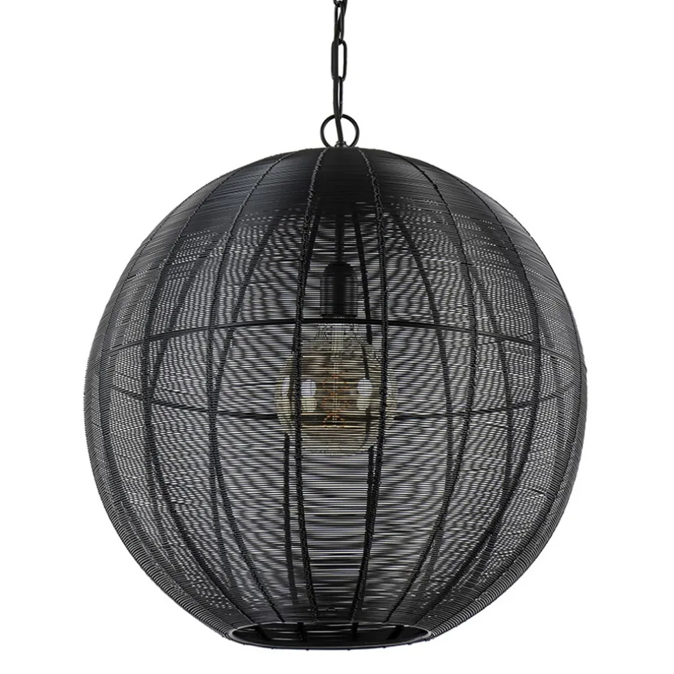 Light and Living hanglamp Amarah rond mat zwart