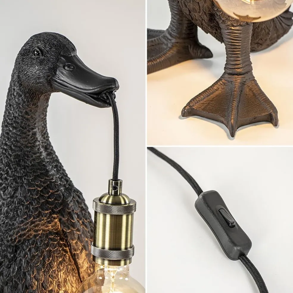 Light and Living tafellamp Duck mat zwart met brons