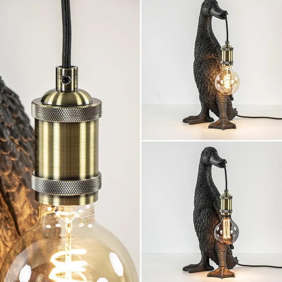 Light and Living tafellamp Duck mat zwart met brons