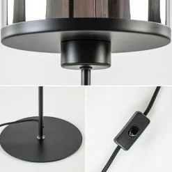 Light and Living tafellamp Maverick zwart met smoke glas