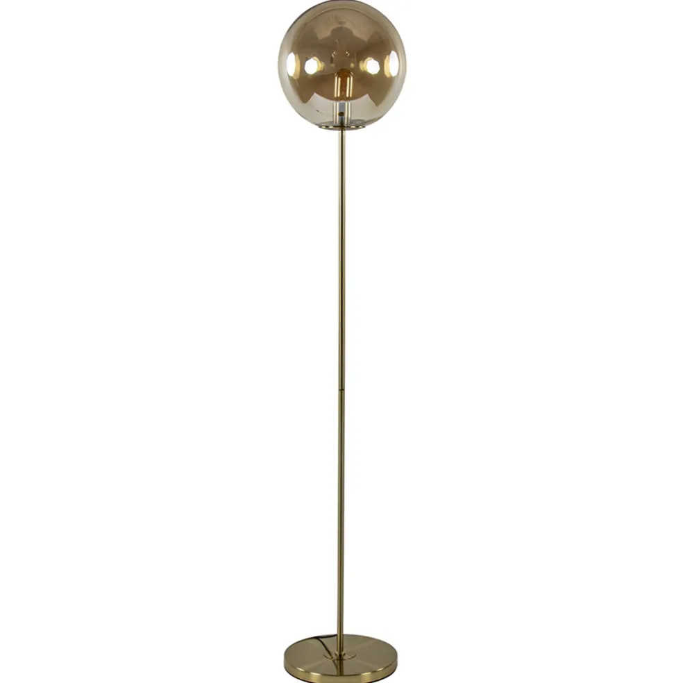 Light and Living vloerlamp Medina goud met amber glas