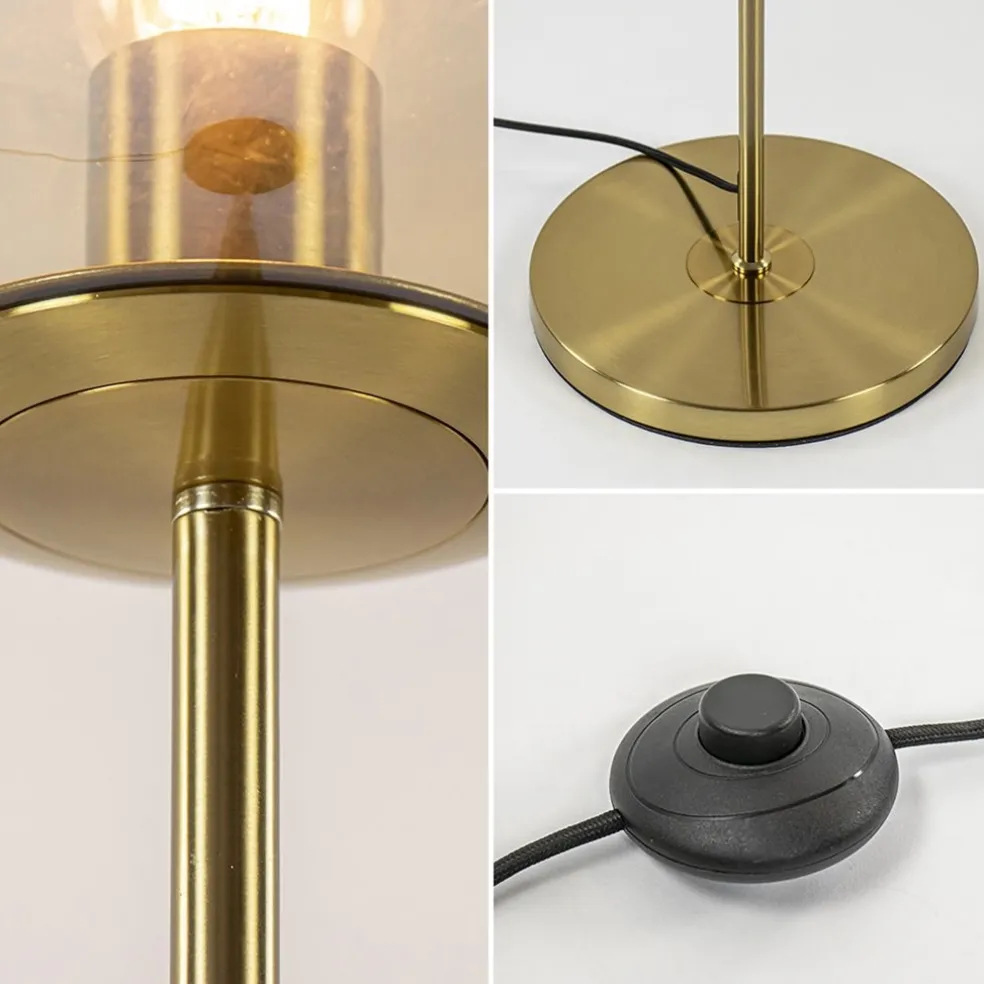 Light and Living vloerlamp Medina goud met amber glas