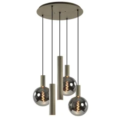 Luxe hanglamp 5-lichts rond quartz