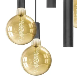 Luxe 5-lichts hanglamp mat zwart E27+GU10 rond