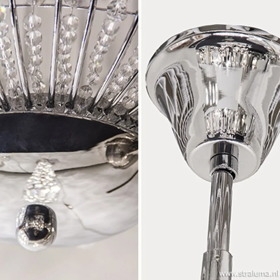 Luxe ronde hanglamp kristal met chroom