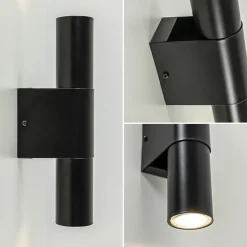 Mat zwarte cilinder wandlamp up+down