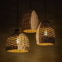 Mat zwarte hanglamp met touw