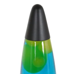 Mat zwarte lavalamp met blauw water en groene vlekken