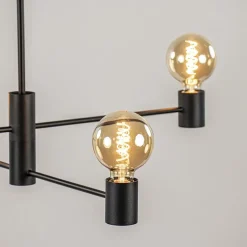 Mat zwarte 4-lichts hanglamp