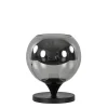 Mat zwarte tafellamp met smoke/titanium bol klein