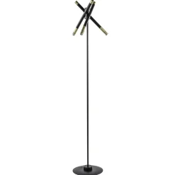 Mat zwarte vloerlamp G9 met gouden accenten