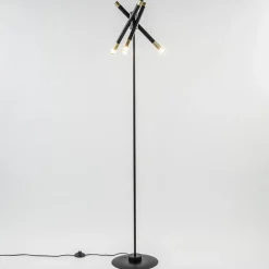 Mat zwarte vloerlamp G9 met gouden accenten