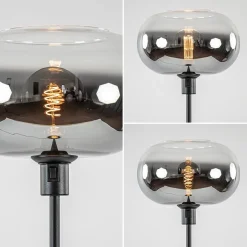 Mat zwarte vloerlamp met smoke glas gradient