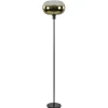 Mat zwarte vloerlamp met glazen kap helder/goud