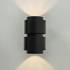 Mat zwarte wandlamp cilinder up+down G9
