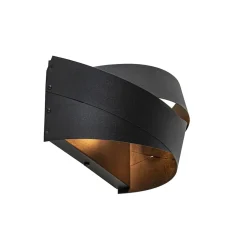 Mat zwarte wandlamp half rond E14