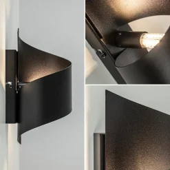 Mat zwarte wandlamp krul G9