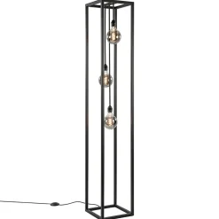 Metalen design vloerlamp zwart frame rechthoek