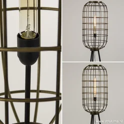 Metalen kooi vloerlamp oud-brons L&L
