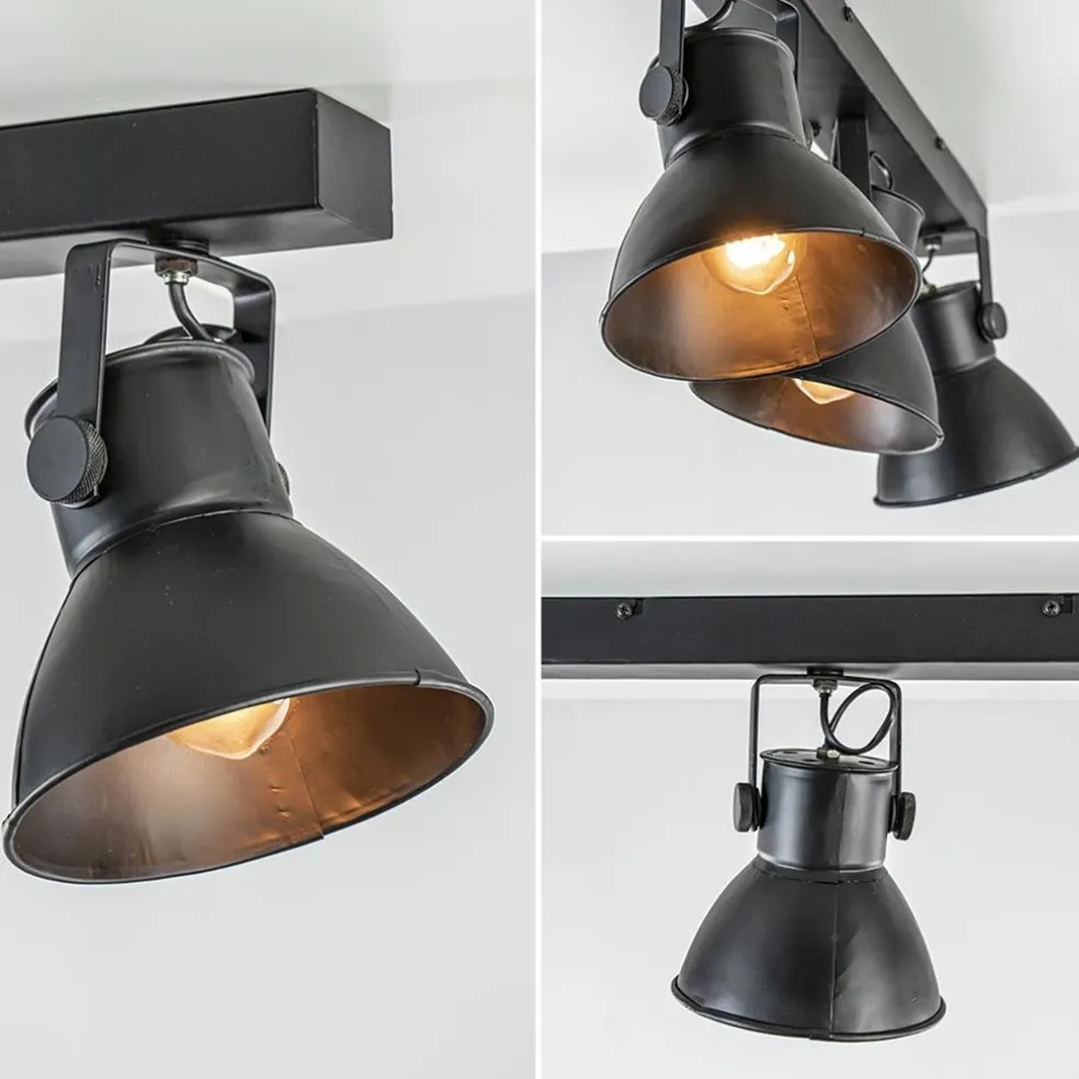 Metalen 3-lichts plafondlamp ELiano mat zwart