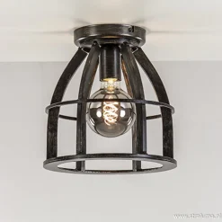 Metalen plafondlamp antiek zwart