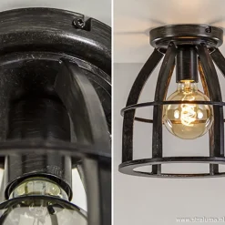 Metalen plafondlamp antiek zwart