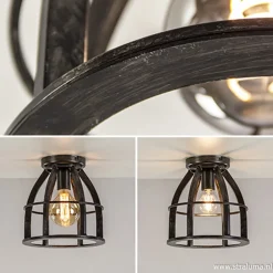 Metalen plafondlamp antiek zwart