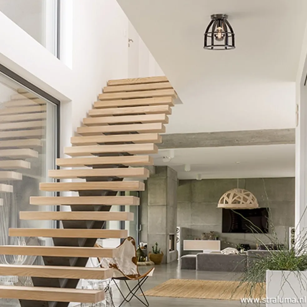 Metalen plafondlamp antiek zwart