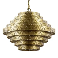 Metalen robuuste hanglamp ambachtelijk brons rond