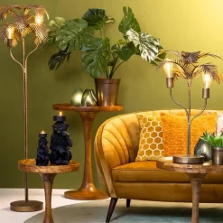 Metalen tafellamp Palm antiek brons Light and Living