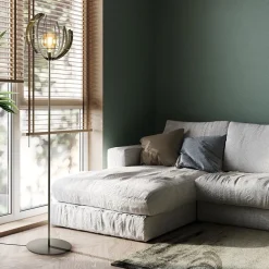 Metalen vloerlamp Terra oud messing