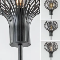Modern landelijke vloerlamp mat zwart met draadkap
