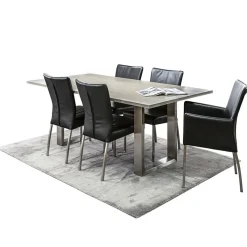 Moderne armstoel zwart leder met RVS poten