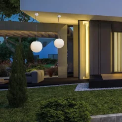 Moderne buitenlamp hang witte bol 45 cm