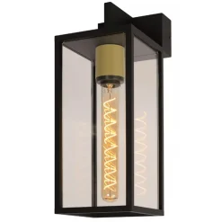Moderne buitenlamp rechthoek zwart met goud IP54