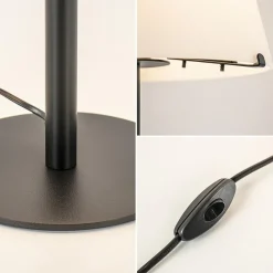Moderne design tafellamp zwart met witte glazen kap