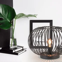 Moderne draad tafellamp rond mat zwart