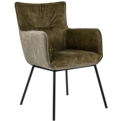 Moderne eetkamerstoel leder met stoffen zitting