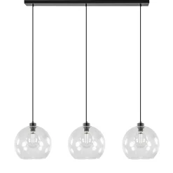 Moderne eettafelhanglamp zwart met helder glas