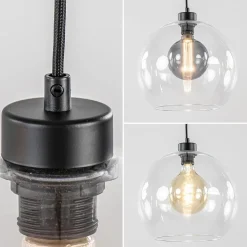 Moderne eettafelhanglamp zwart met helder glas