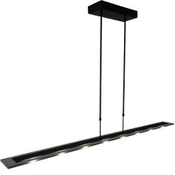 Moderne LED hanglamp balk mat zwart met smoke glas