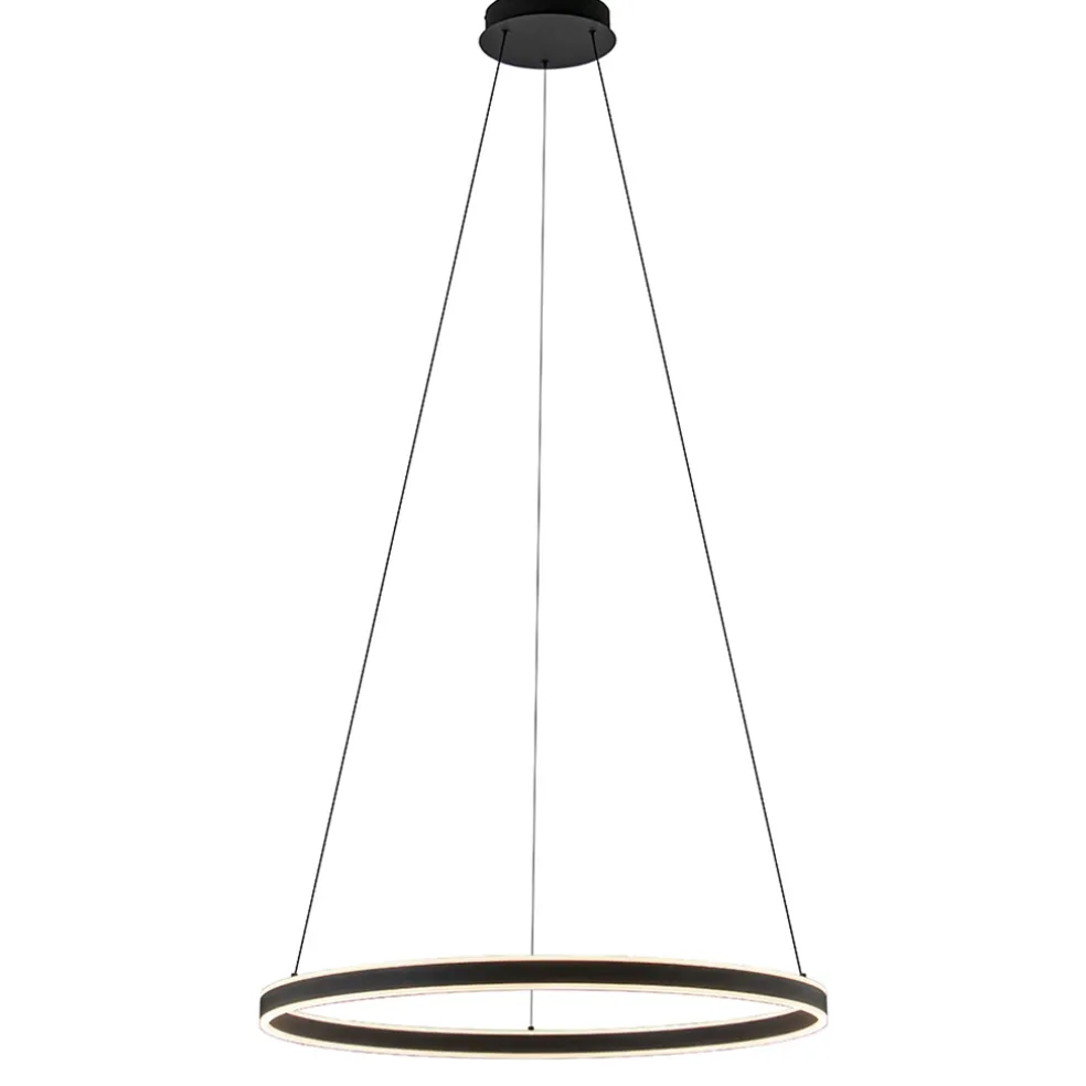 Moderne LED hanglamp zwarte ring 80 cm