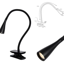 Moderne LED klemlamp zwart inclusief dimbaar LED